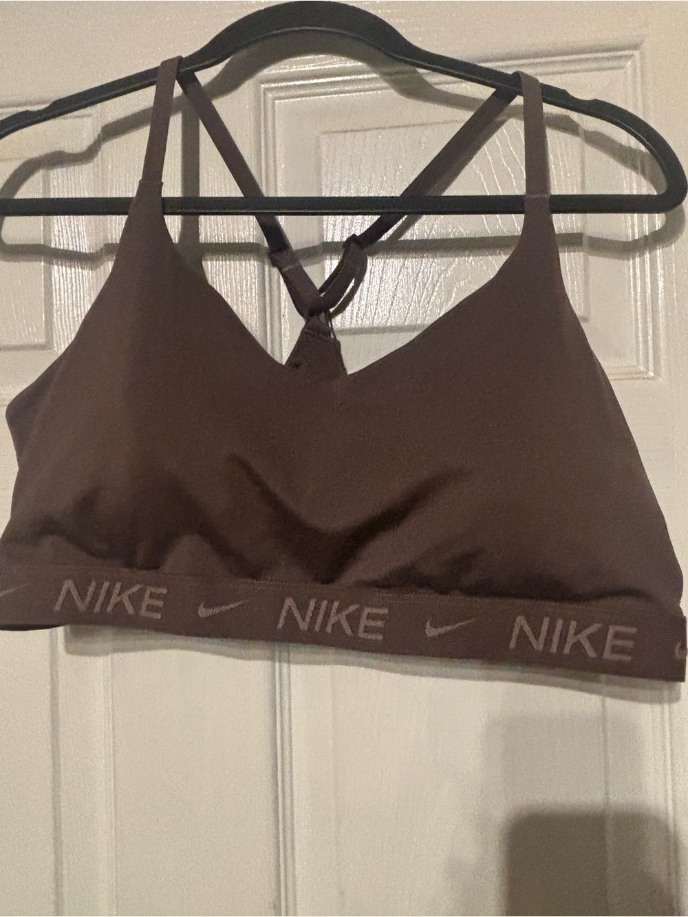 Nike Brown Racerback Stretch Sports Bra with Branded Band